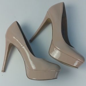Women's Nude Platfom High Heels Shoes Size 9.5